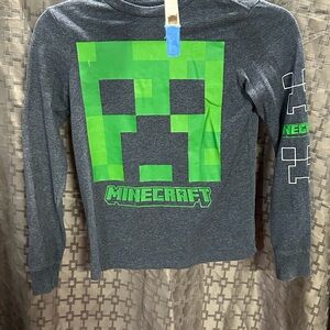 Kids Minecraft Long Sleeve Shirt - Charcoal and Lime